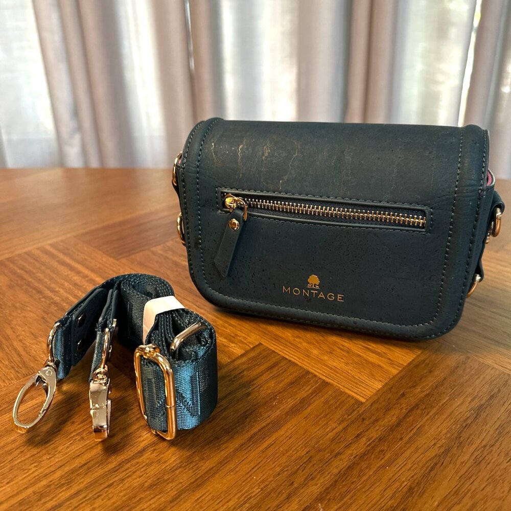 Montage Everyday Crossbody Bag, Turquoise/Pink, Vegan Portuguese Cork